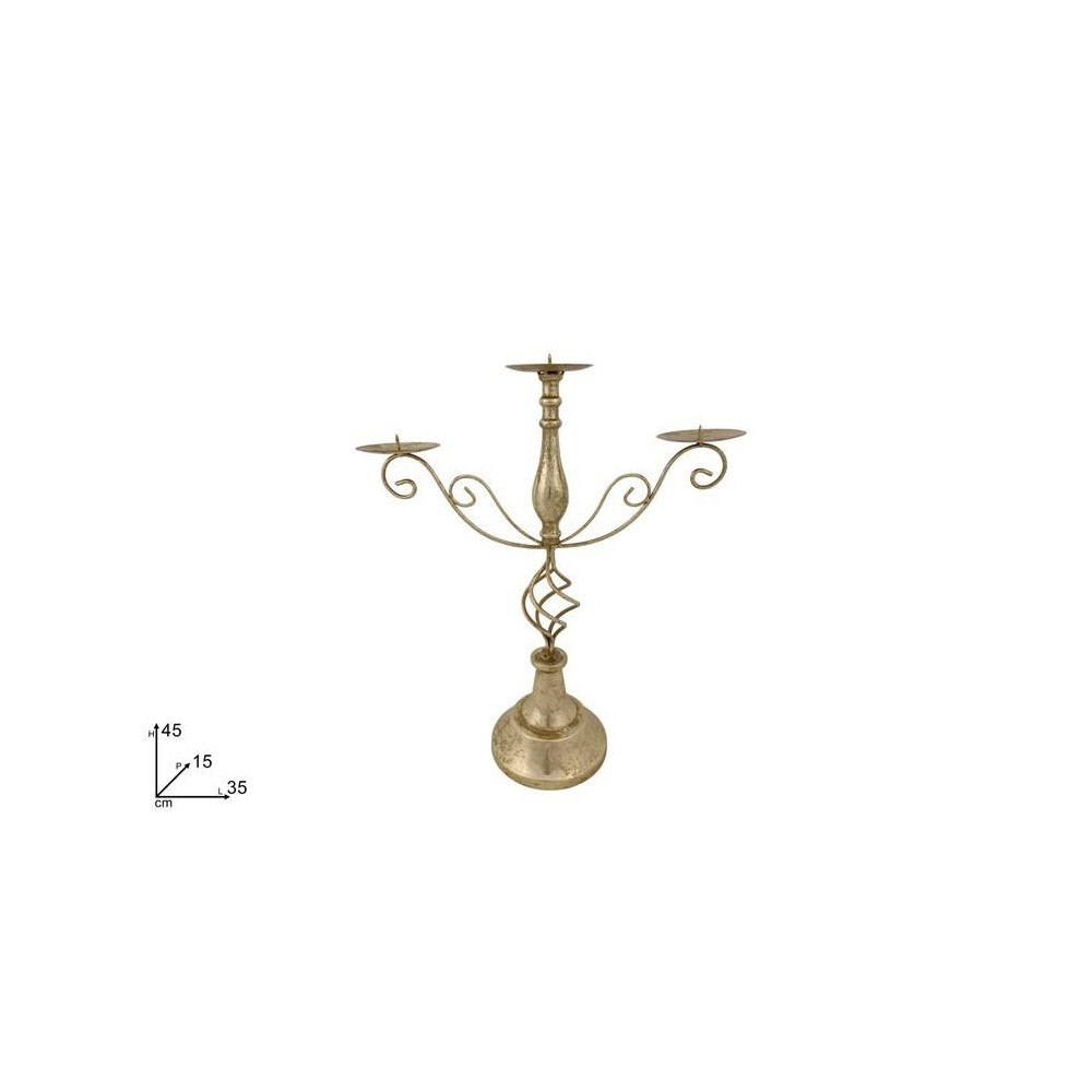 CANDELIERE 45CM IN METALLO 3 FUOCHI ORO